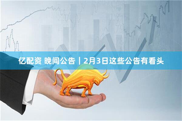 亿配资 晚间公告｜2月3日这些公告有看头