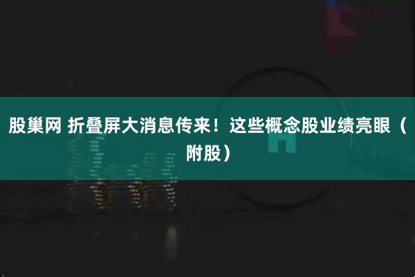 股巢网 折叠屏大消息传来！这些概念股业绩亮眼（附股）