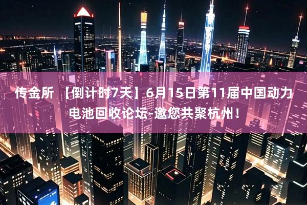 传金所 【倒计时7天】6月15日第11届中国动力电池回收论坛-邀您共聚杭州！