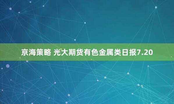 京海策略 光大期货有色金属类日报7.20